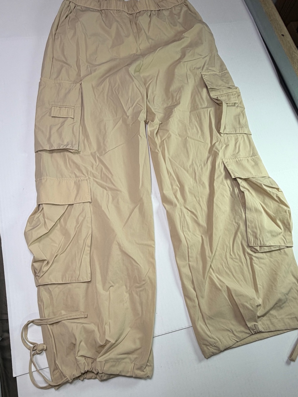 NWT Gold Hinge Beige Parachute Cargo Pants XXL Wide Leg Utility Pants